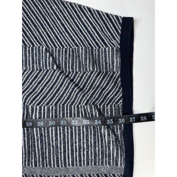 Unbranded Knit Button Down Sweater Cape Women One Size Blue Gray Striped Coastal - Picture 10 of 12